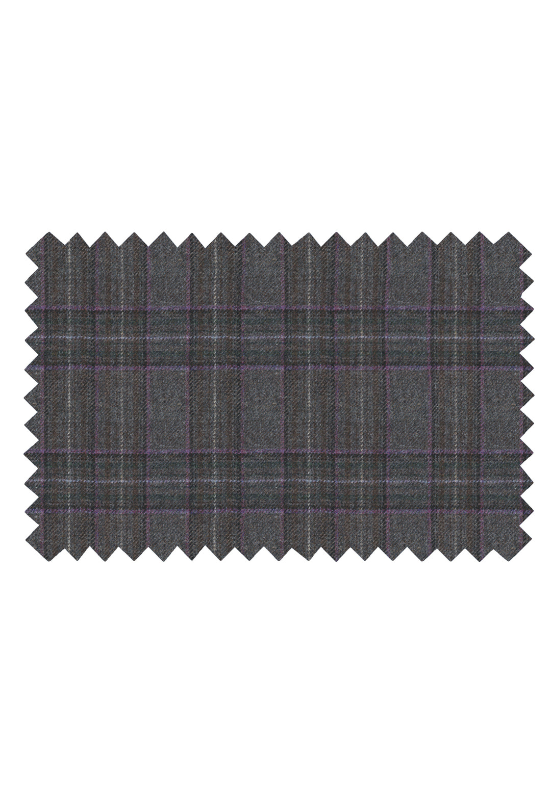 Fabric swatch of purple check wool