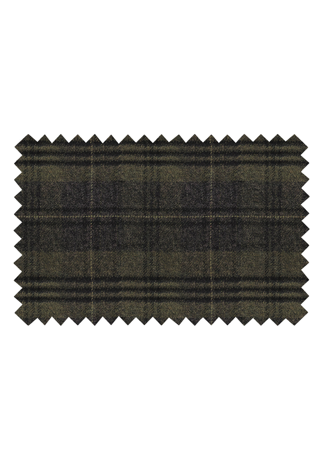 Fabric swatch of grey and green check wool