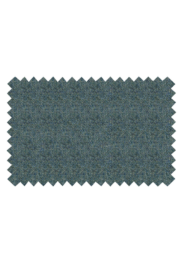 Fabric swatch of teal melange herringbone wool