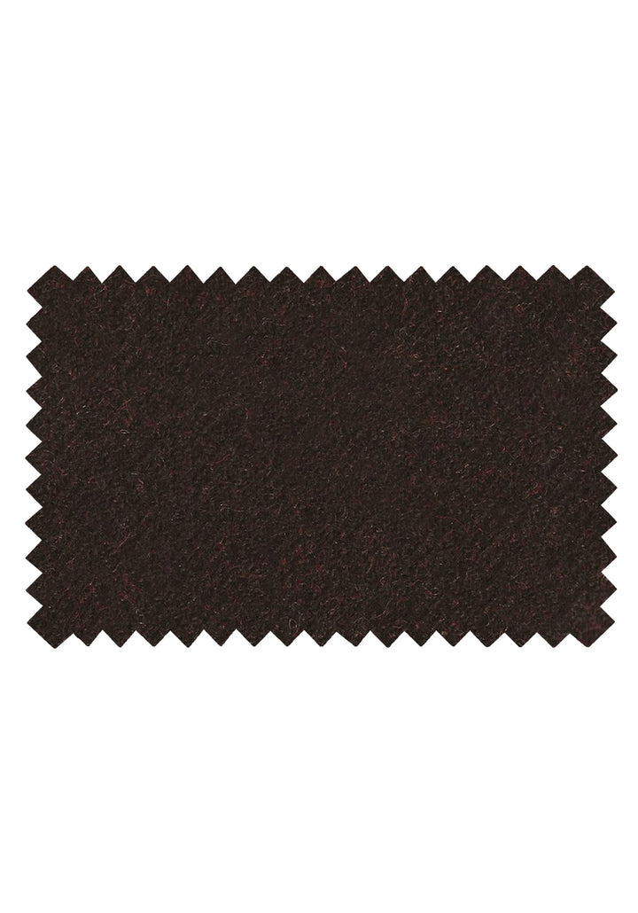 Fabric swatch of dark chocolate herringbone wool