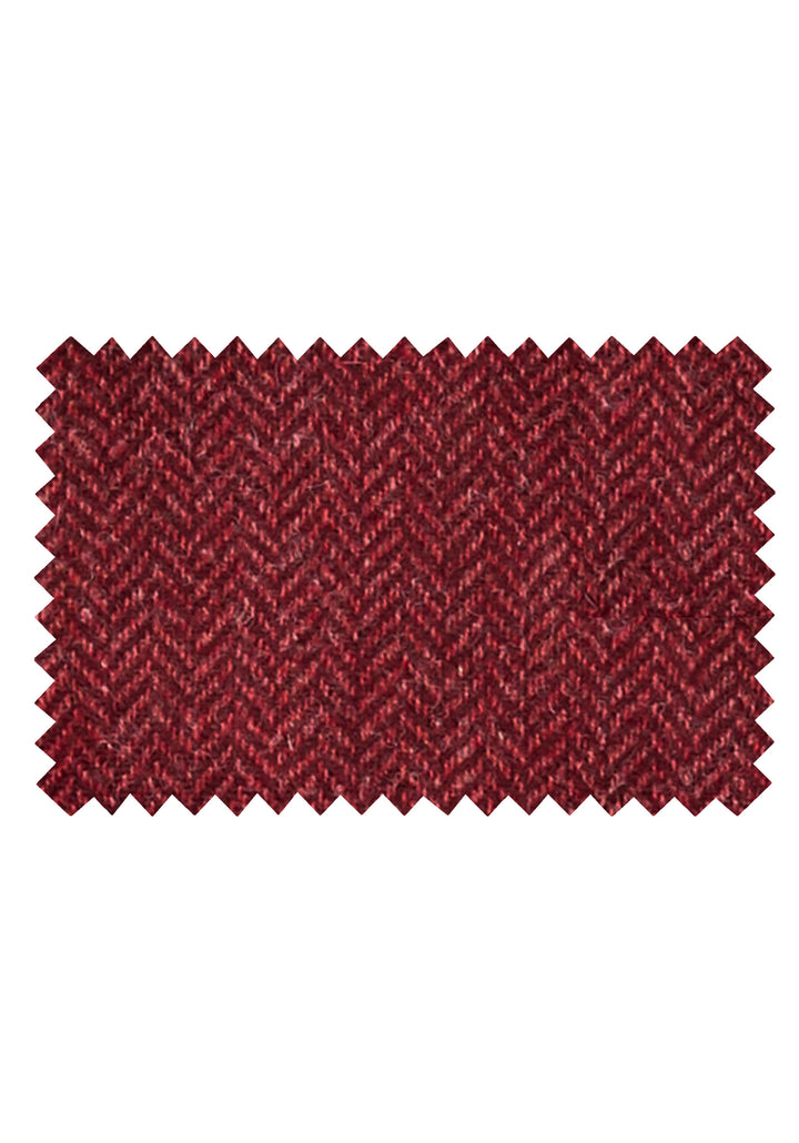 Fabric swatch of red pink herringbone
