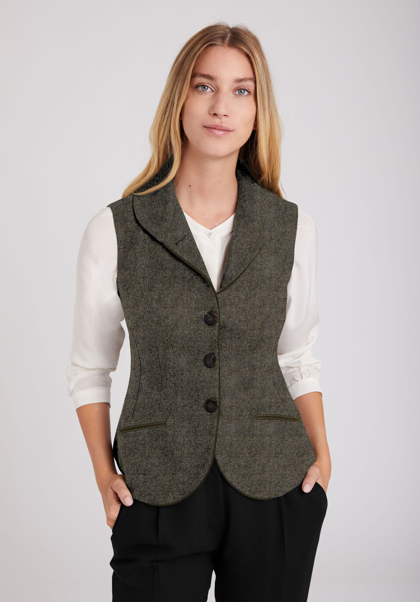 Alexander Waistcoat | Green Broken Herringbone