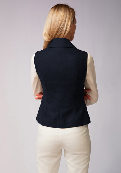 Alexander Waistcoat | Navy Herringbone Lambswool