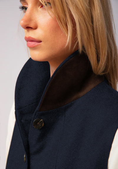 Alexander Waistcoat | Navy Herringbone Lambswool