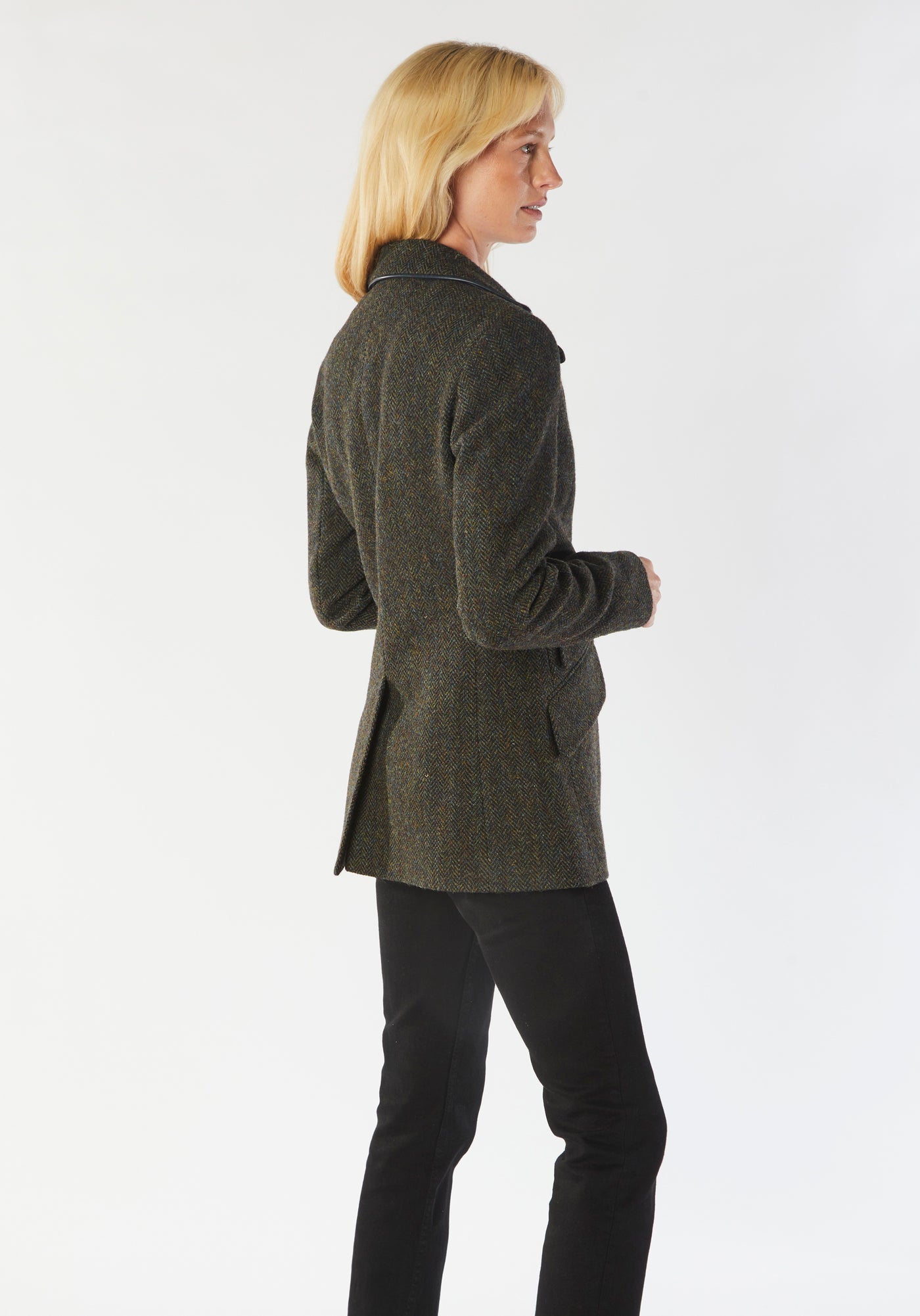 cass jacket dark green herringbone tweed