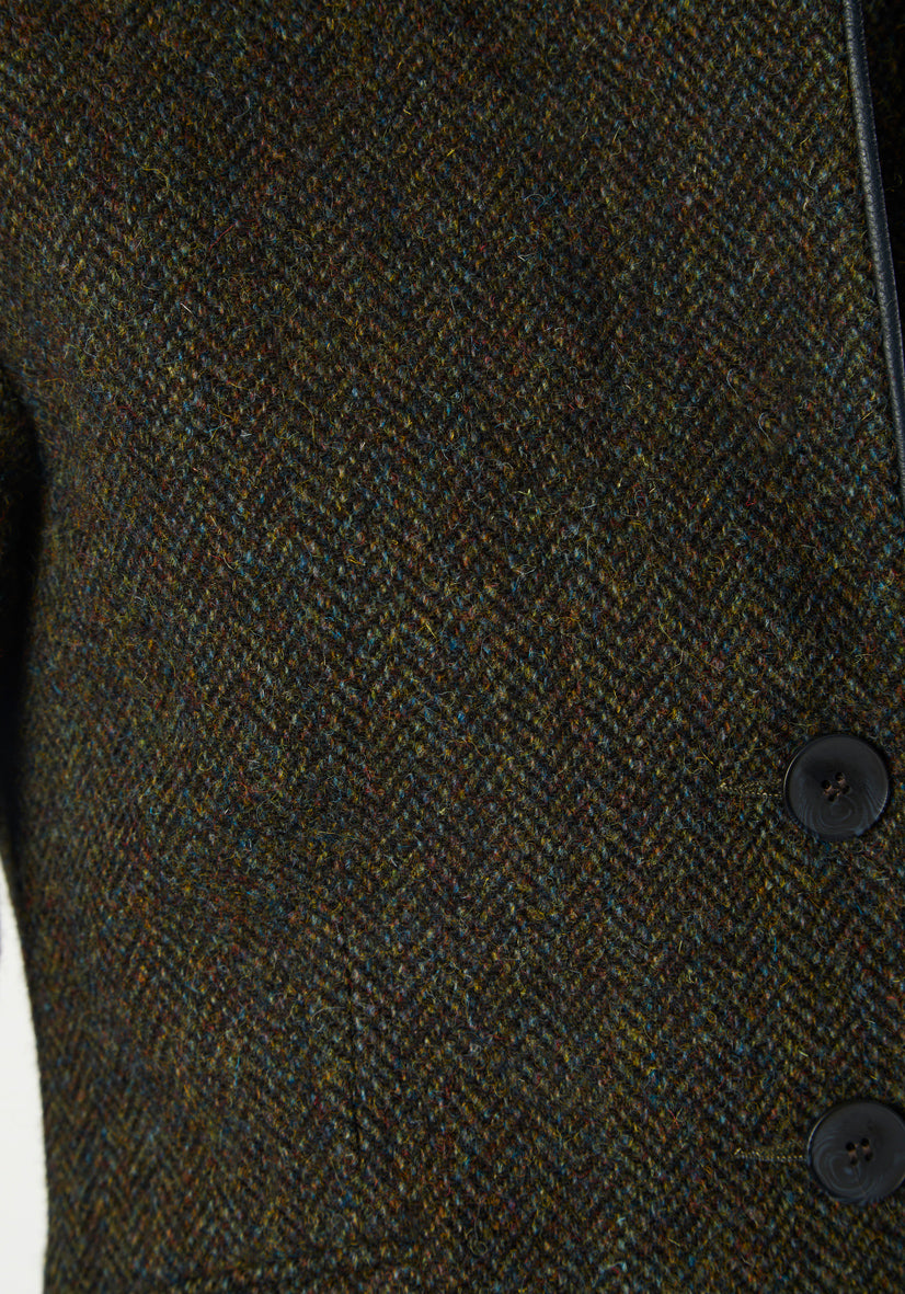 cass jacket dark green herringbone tweed