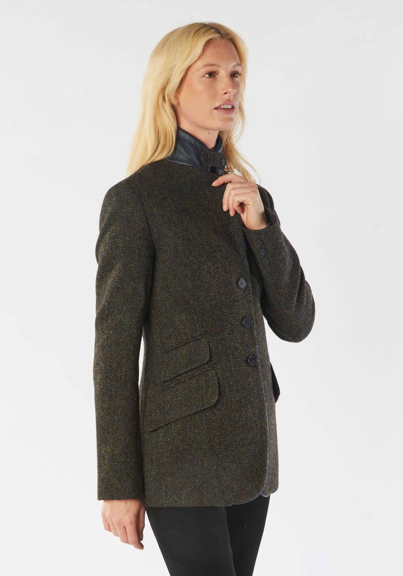 cass jacket dark green herringbone tweed
