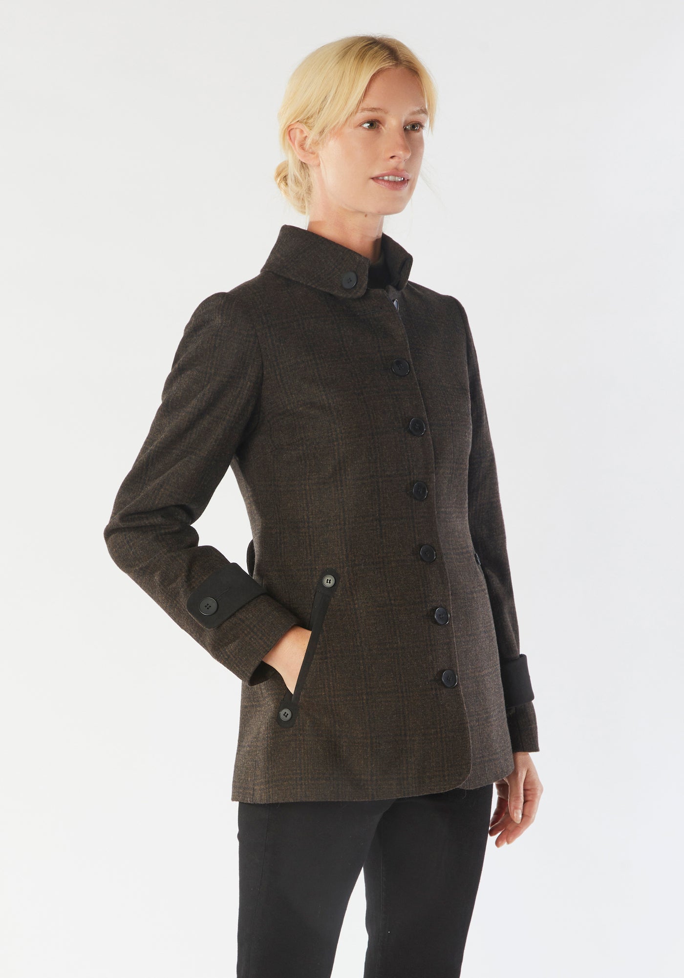 hendre jacket black umber check