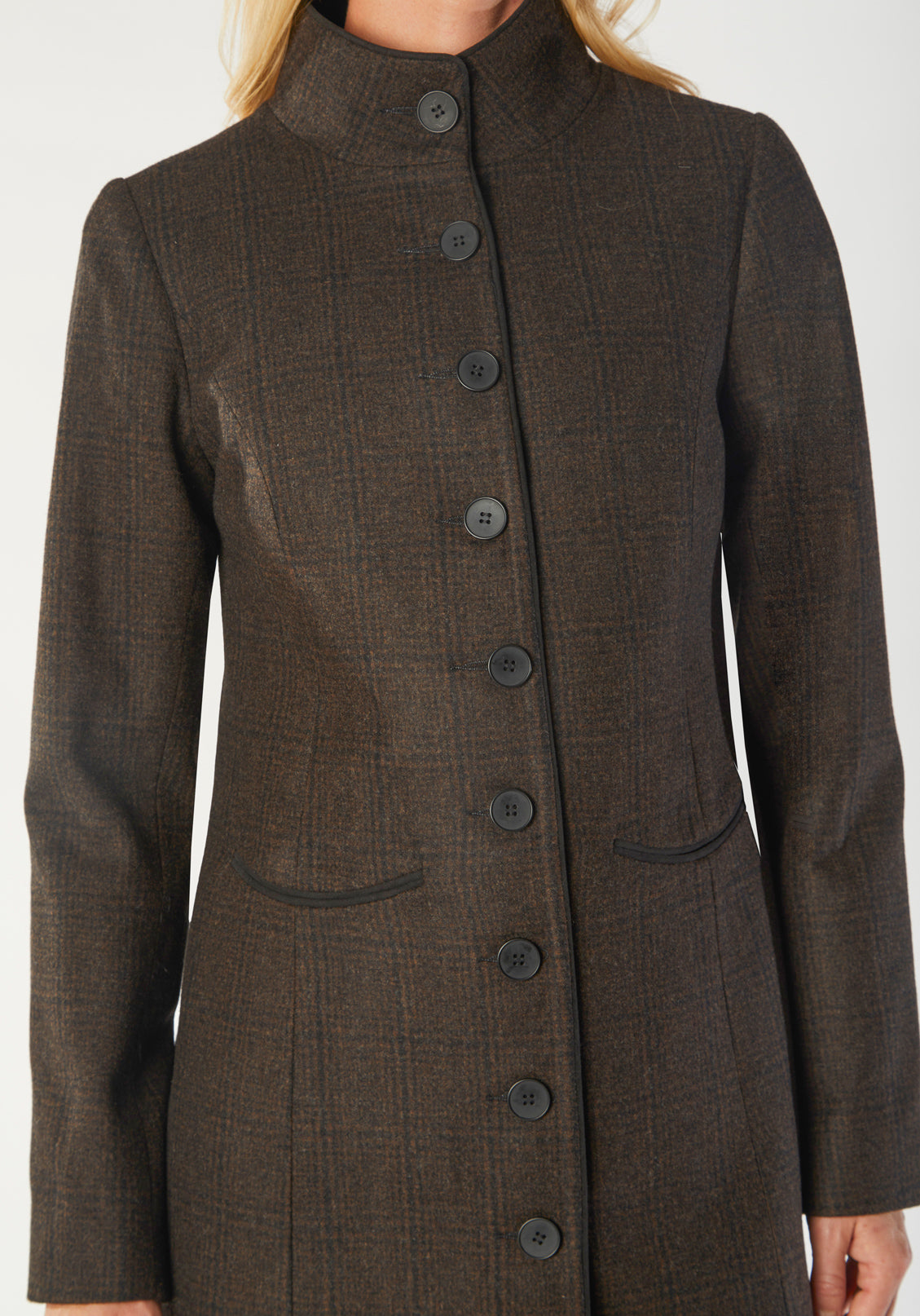 opera coat black umber check