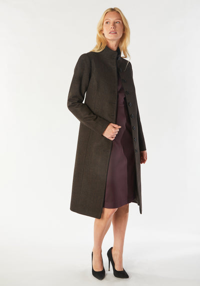 opera coat black umber check