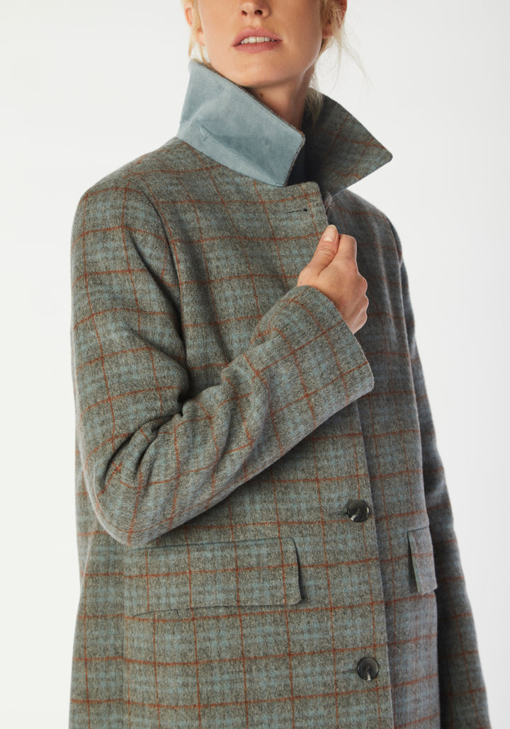 Richmond Coat | Silver Blue Check