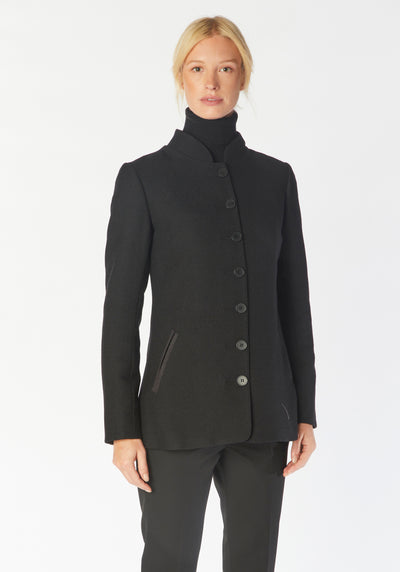 sanders jacket black wool crepe