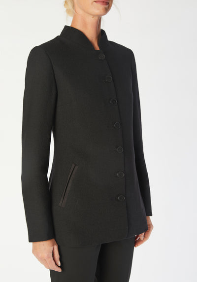 sanders jacket black wool crepe