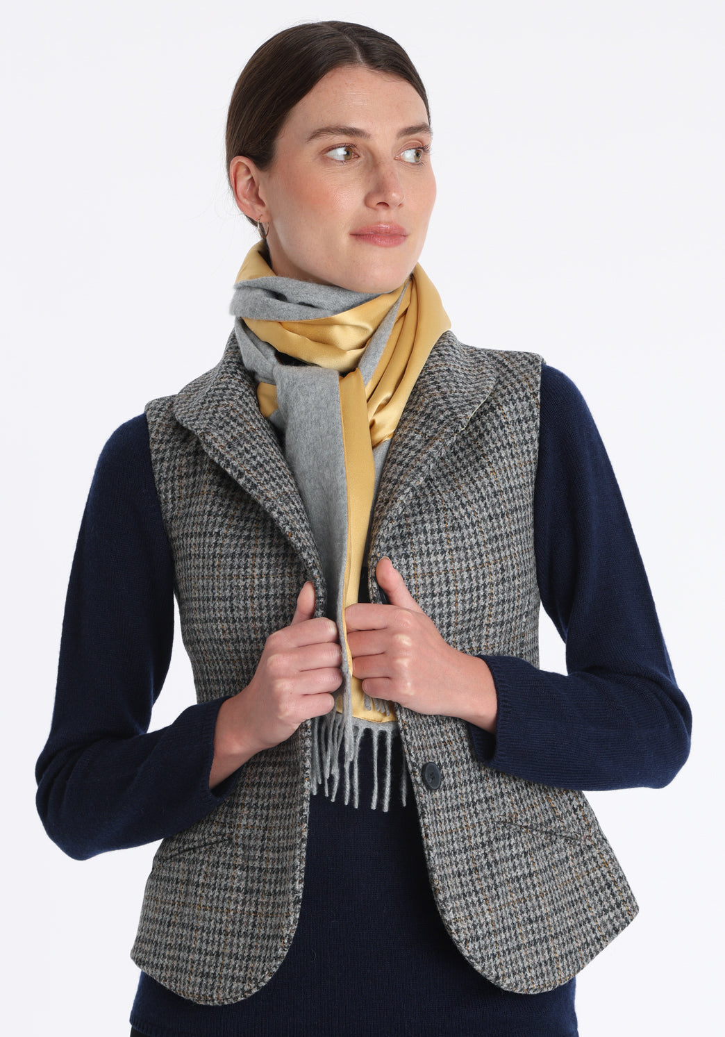 Alexander Waistcoat | Stone & Ochre Dogtooth Check