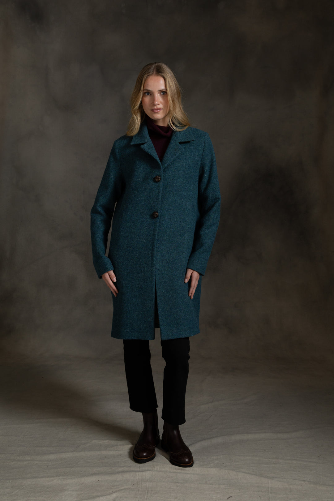 Jackson Coat | Dark Aquamarine Harris Tweed
