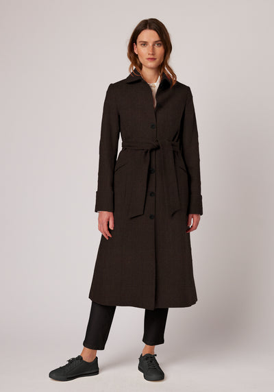Belted Coat | Black Umber Check