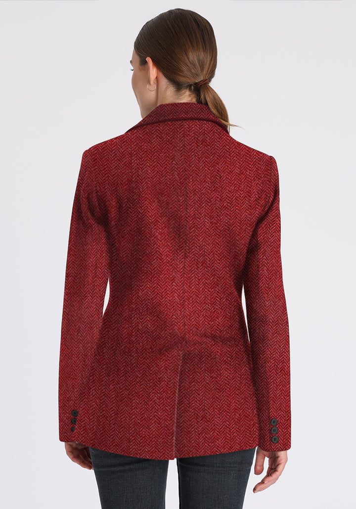 Cass Jacket | Red Pink Herringbone