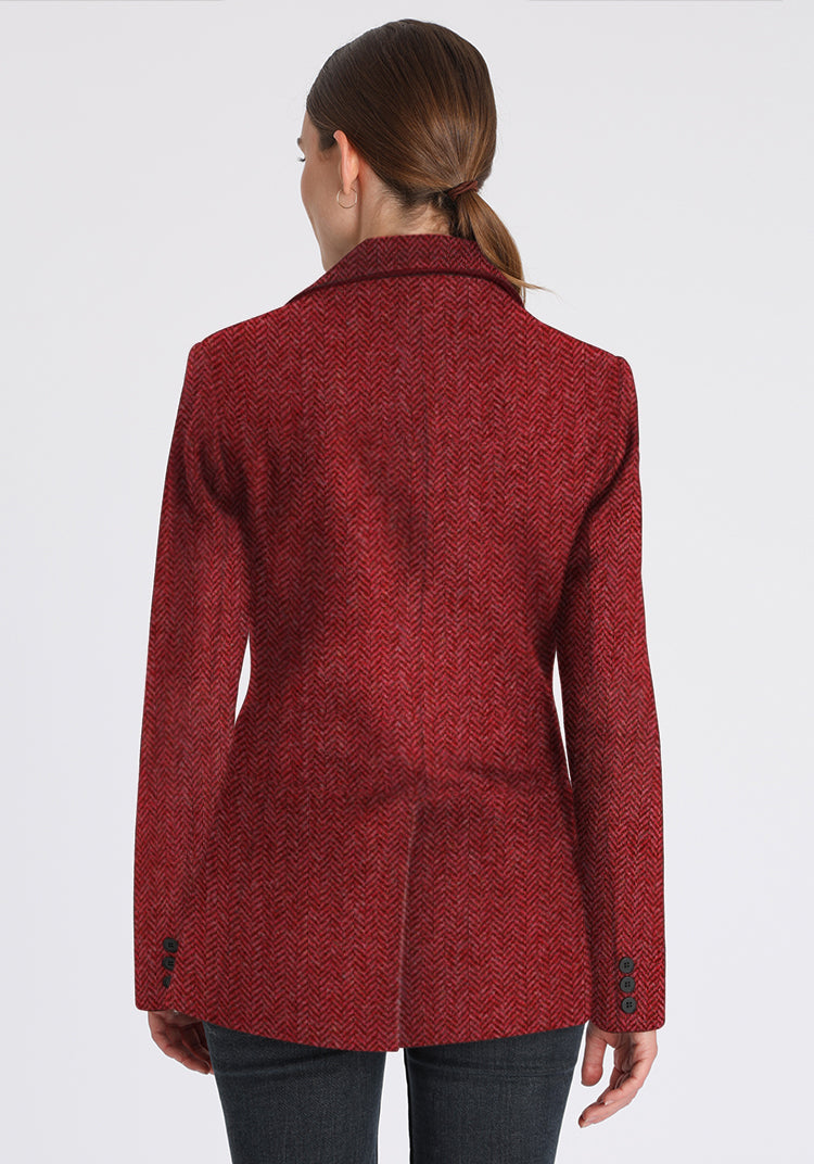 Cass Jacket | Red Pink Herringbone