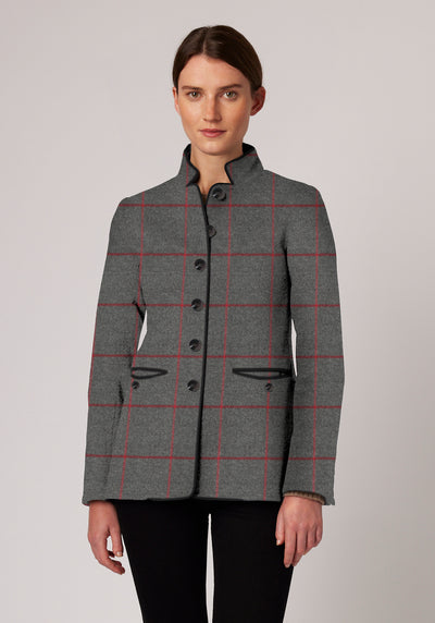 Patmos Jacket | Red and Grey Windowpane Check