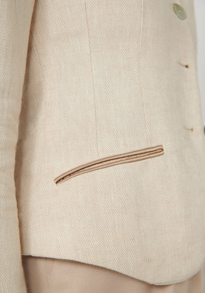 Alexander jacket sepia linen close up