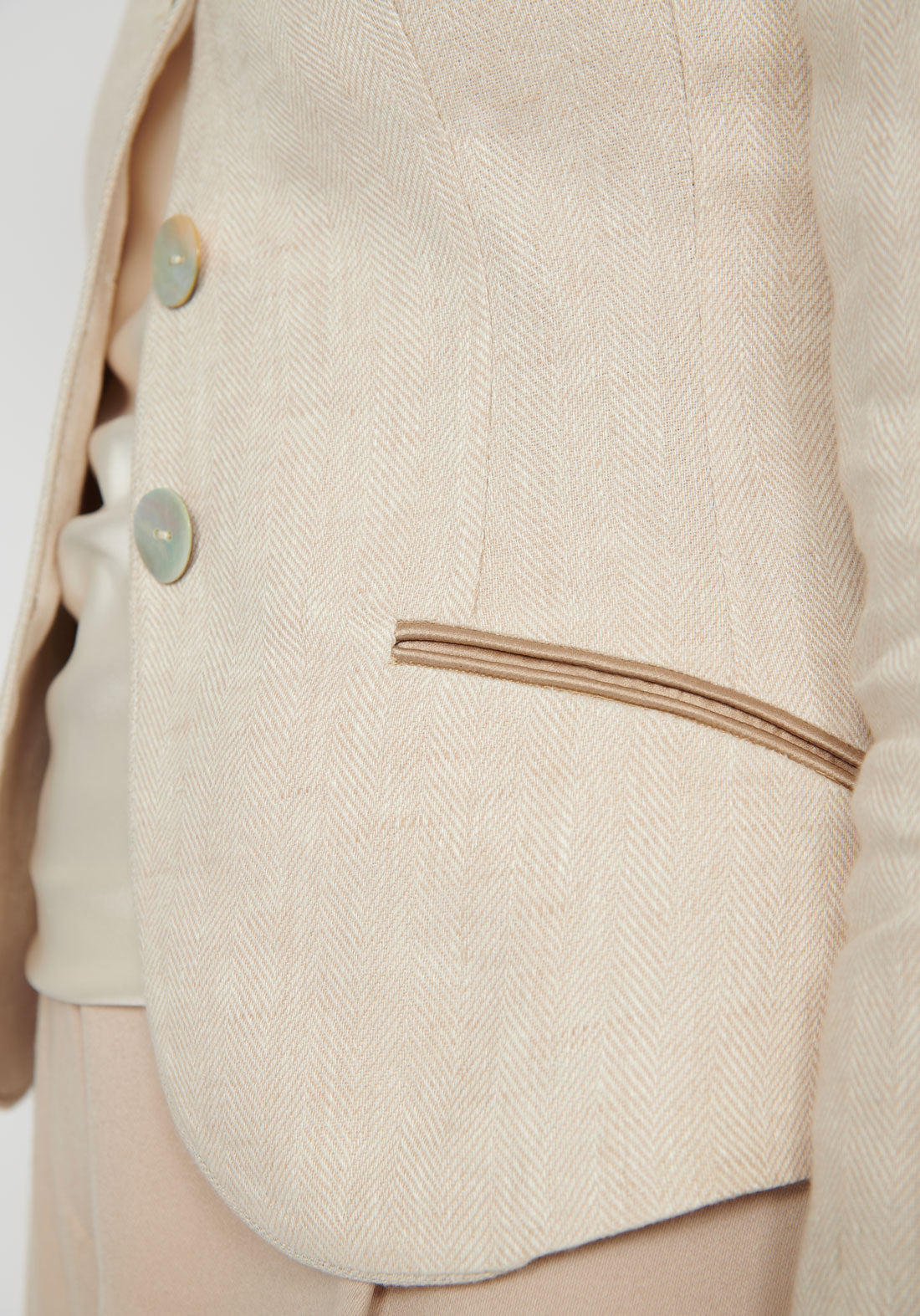 Alexander jacket sepia linen close up