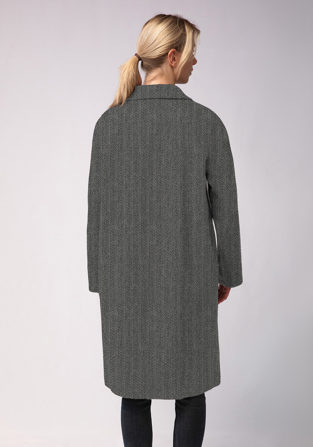 Dari Coat | Black and White Herringbone