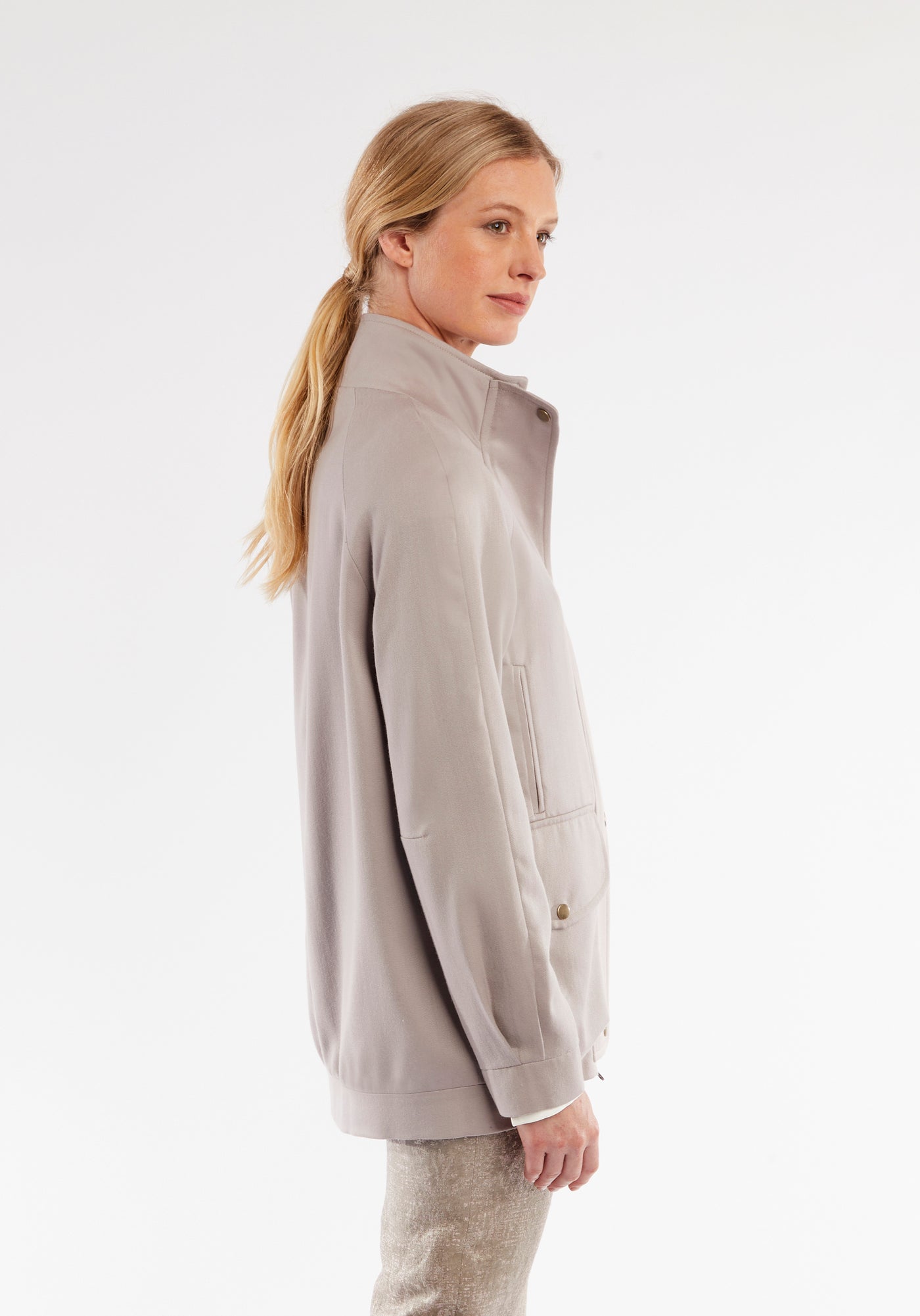 Andrea Jacket | Blush Satin Wool