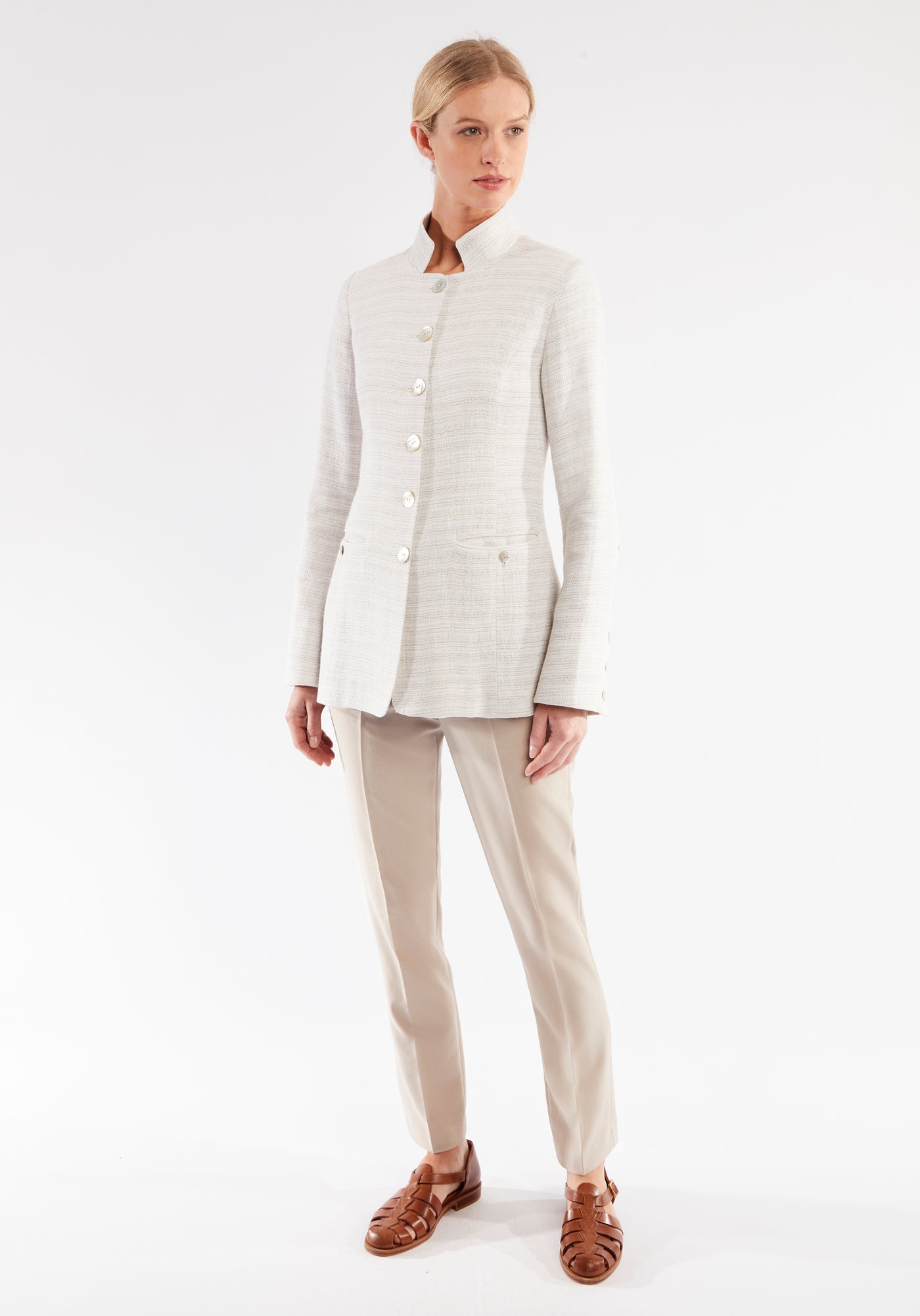 Patmos Jacket | Silver Linen Weave