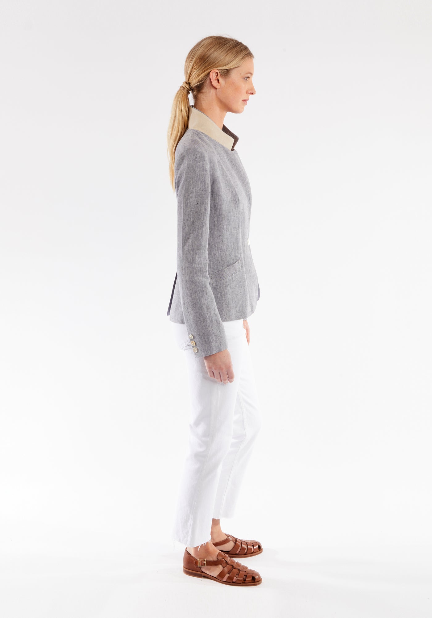 Tallulah Jacket | Navy White Linen